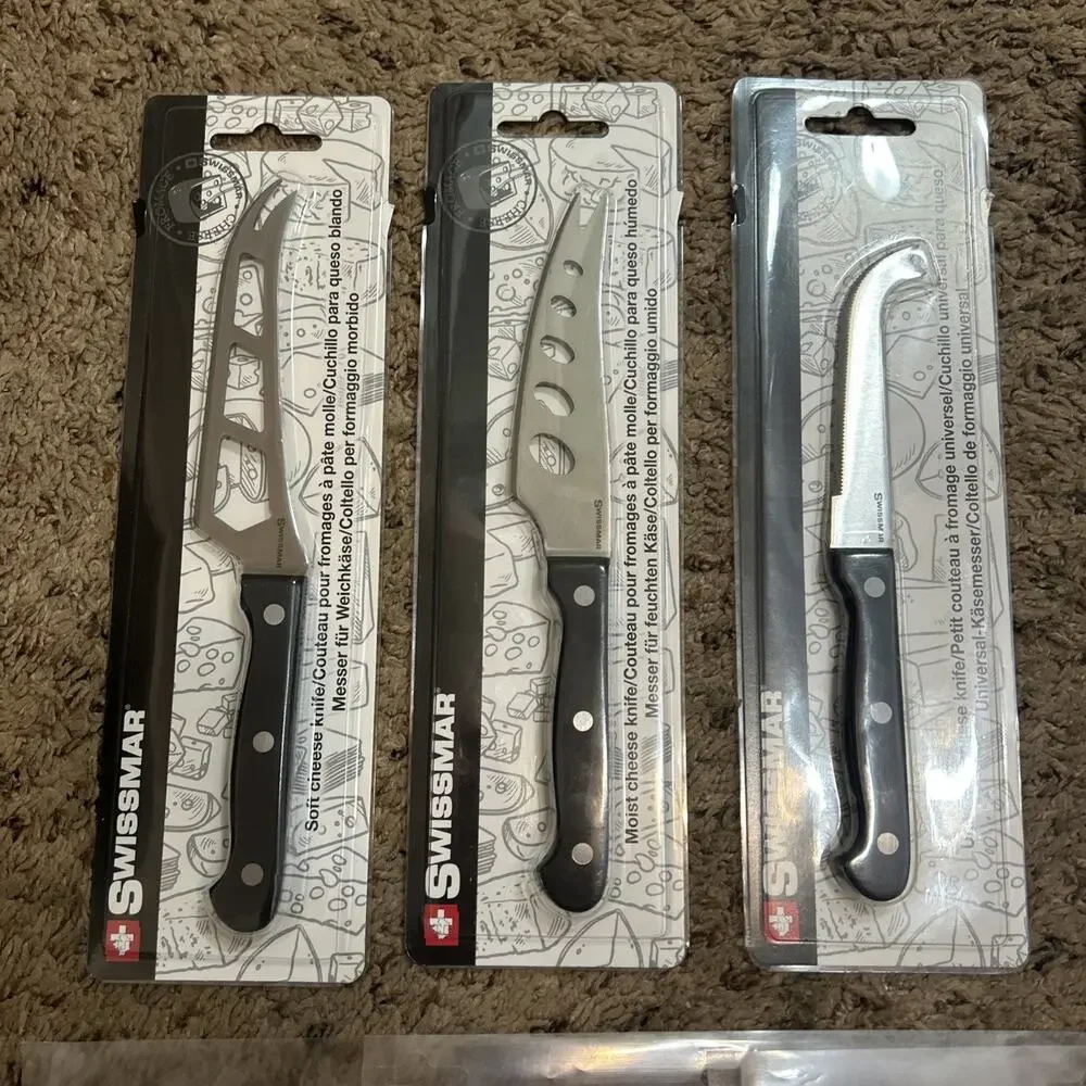Swissmar 9 Piece Cheese Knife & Picks Set All New & Sealed W/ Black Handles!